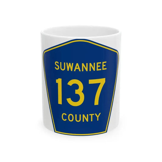 Suwannee County 137 (Florida) (Road Sign) White Coffee Mug 11oz - Go Mug Yourself