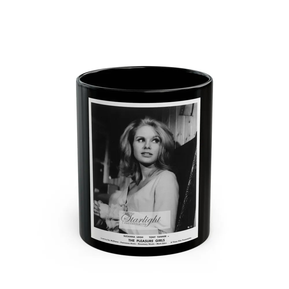 Suzanna Leigh #05 (Vintage Female Icon) Black Coffee Mug-11oz-Go Mug Yourself