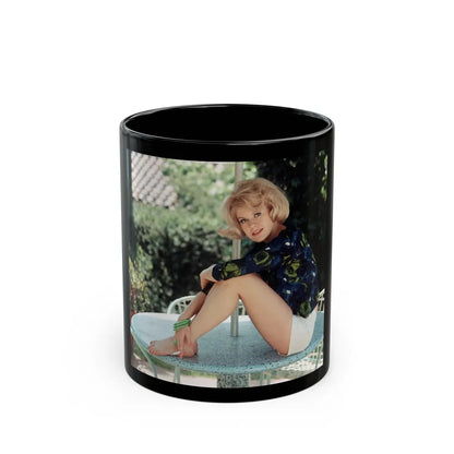 Suzanna Leigh #18 (Vintage Female Icon) Black Coffee Mug-11oz-Go Mug Yourself