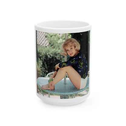 Suzanna Leigh #18 (Vintage Female Icon) White Coffee Mug-15oz-Go Mug Yourself