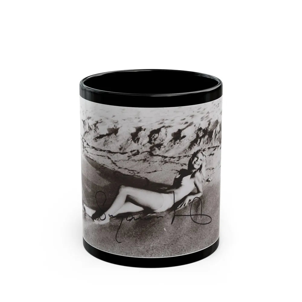 Suzanna Leigh #38 (Vintage Female Icon) Black Coffee Mug-11oz-Go Mug Yourself