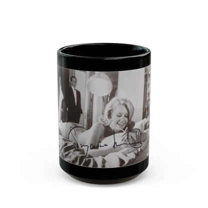 Suzanna Leigh #39 (Vintage Female Icon) Black Coffee Mug-15oz-Go Mug Yourself