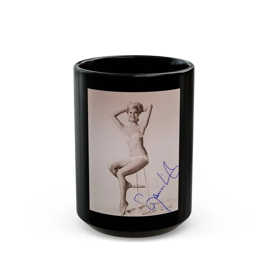 Suzanna Leigh #42 (Vintage Female Icon) Black Coffee Mug-15oz-Go Mug Yourself