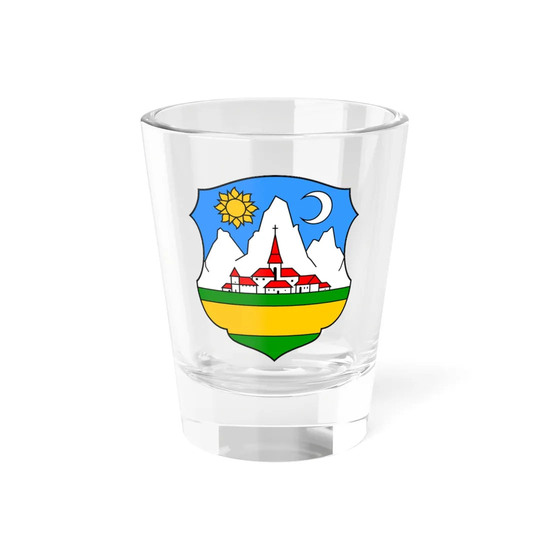 Svečani grb Ravne Gore (Croatia) (Coat of Arms) Shot Glass 1.5oz 1.5oz - Go Mug Yourself
