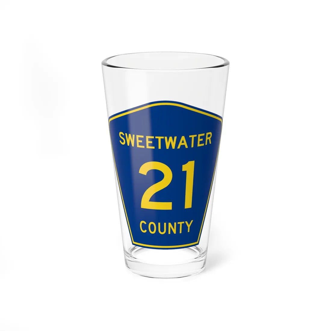 Sweetwater County Route 21 WY (Wyoming) (Road Sign) Pint Glss 16oz 16oz - Go Mug Yourself