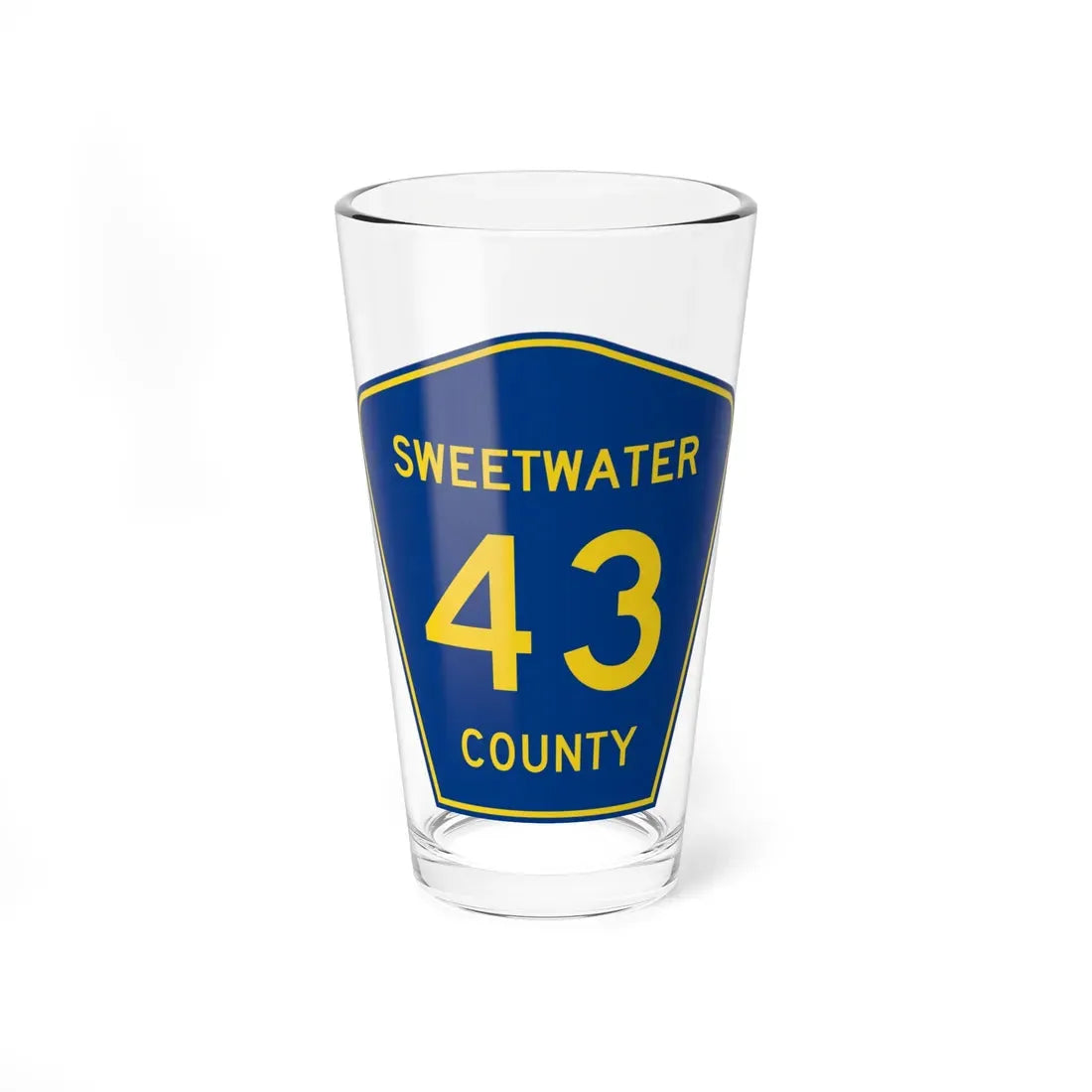 Sweetwater County Route 43 WY (Wyoming) (Road Sign) Pint Glass 16oz 16oz - Go Mug Yourself