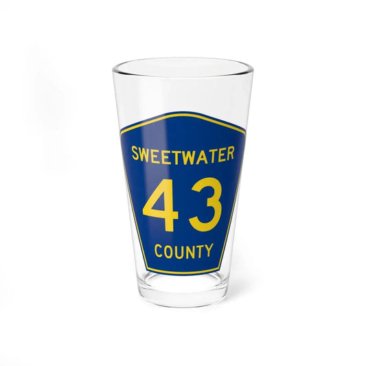 Sweetwater County Route 43 WY (Wyoming) (Road Sign) Pint Glass 16oz 16oz - Go Mug Yourself