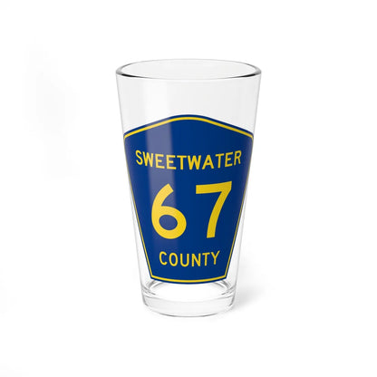 Sweetwater County Route 67 WY (Wyoming) (Road Sign) Pint Glass 16oz 16oz - Go Mug Yourself