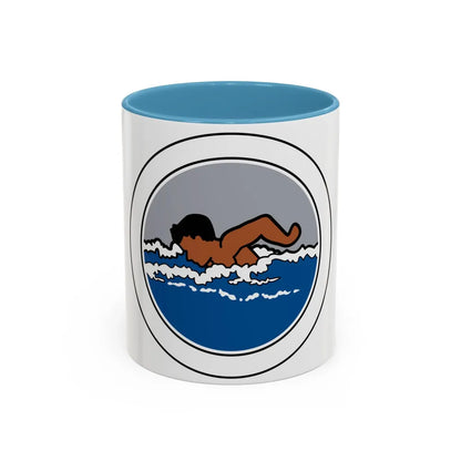 Swimming (Boy Scout Merit Badge) Accent Coffee Mug-11oz-Light Blue-Go Mug Yourself