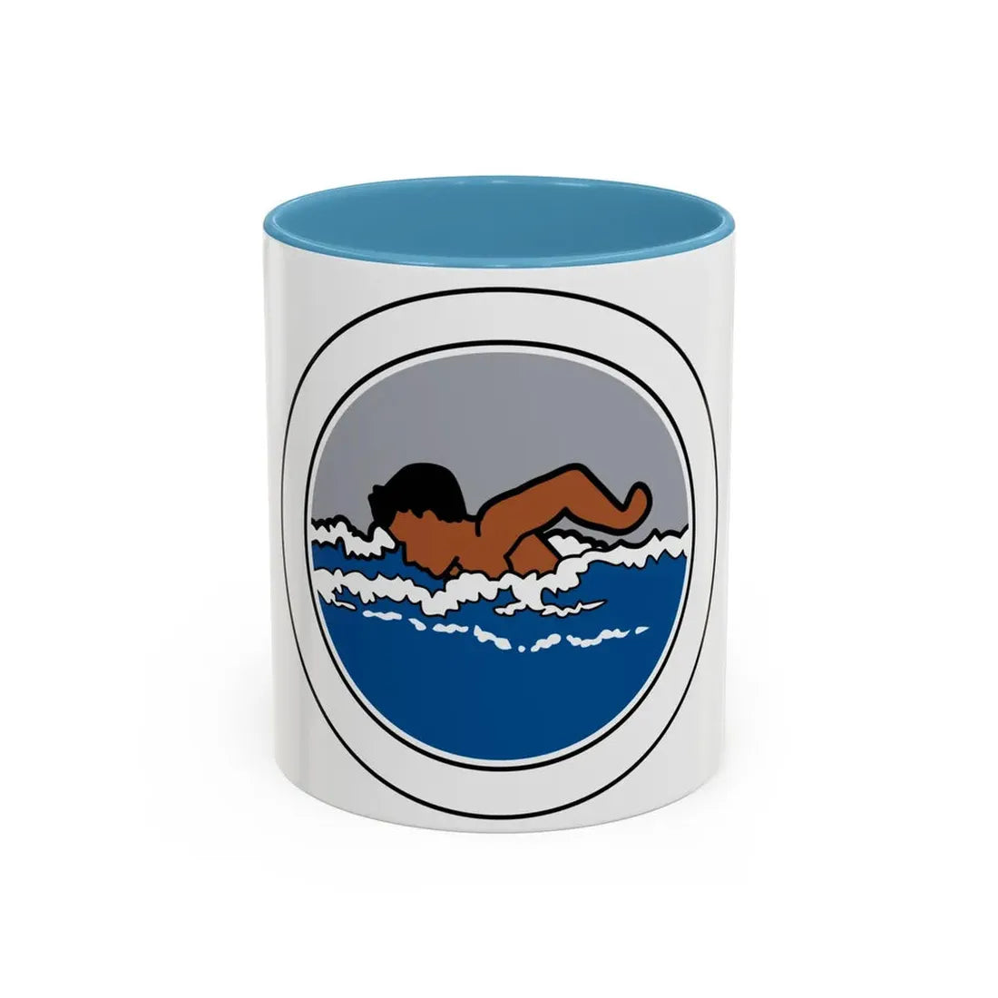 Swimming (Boy Scout Merit Badge) Accent Coffee Mug 11oz Light Blue - Go Mug Yourself
