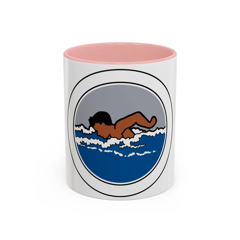 Swimming (Boy Scout Merit Badge) Accent Coffee Mug-11oz-Pink-Go Mug Yourself