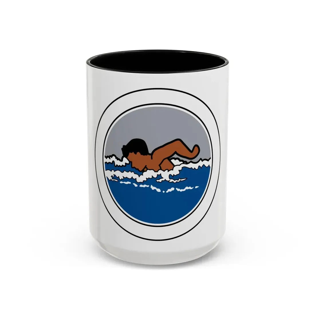 Swimming (Boy Scout Merit Badge) Accent Coffee Mug 15oz Black - Go Mug Yourself
