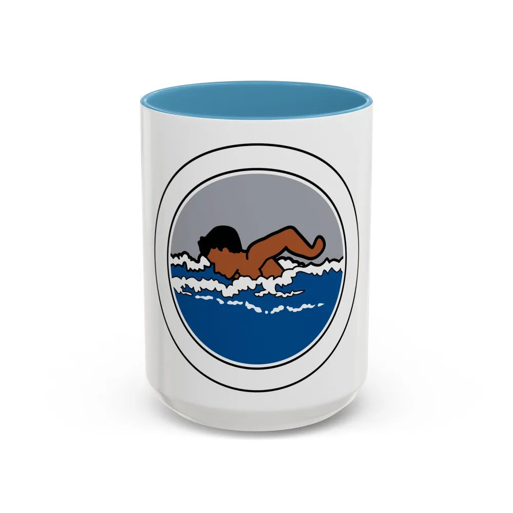 Swimming (Boy Scout Merit Badge) Accent Coffee Mug-15oz-Light Blue-Go Mug Yourself