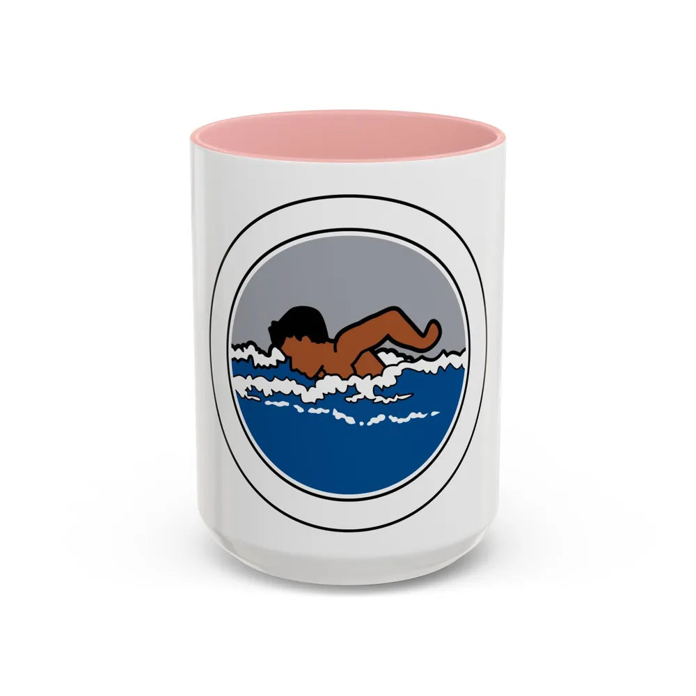 Swimming (Boy Scout Merit Badge) Accent Coffee Mug-15oz-Pink-Go Mug Yourself