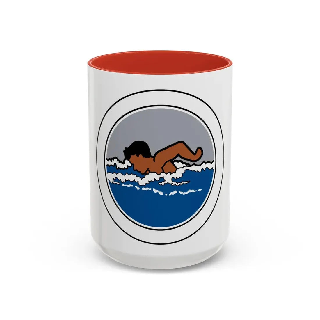 Swimming (Boy Scout Merit Badge) Accent Coffee Mug 15oz Red - Go Mug Yourself