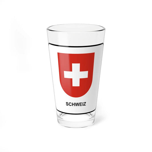 Swiss border sign (Switzerland) (Coat of Arms) Pint Glass 16oz 16oz - Go Mug Yourself