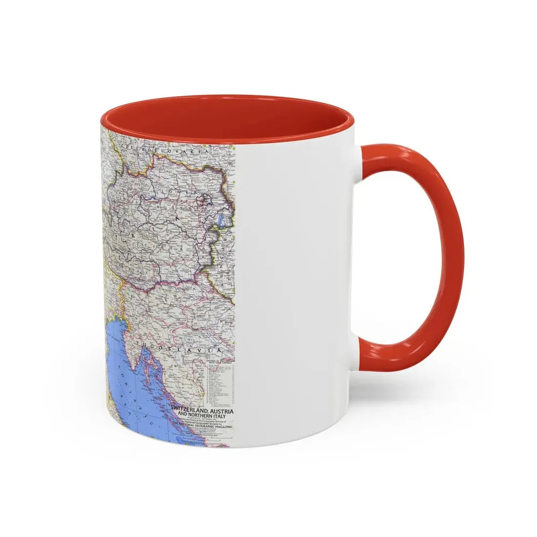 Switzerland, Austria, and Northern Italy (1965) (Map) Accent Coffee Mug - Go Mug Yourself