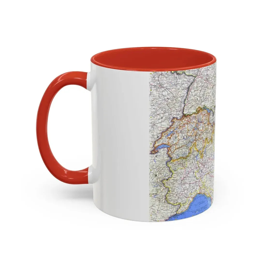 Switzerland, Austria, and Northern Italy (1965) (Map) Accent Coffee Mug - Go Mug Yourself