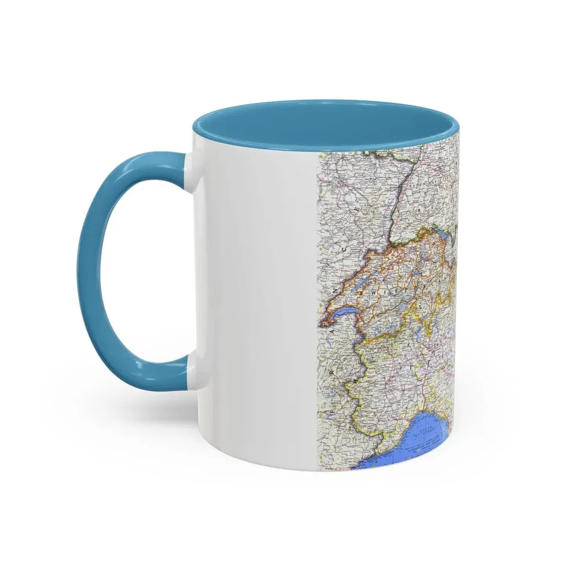 Switzerland, Austria, and Northern Italy (1965) (Map) Accent Coffee Mug - Go Mug Yourself