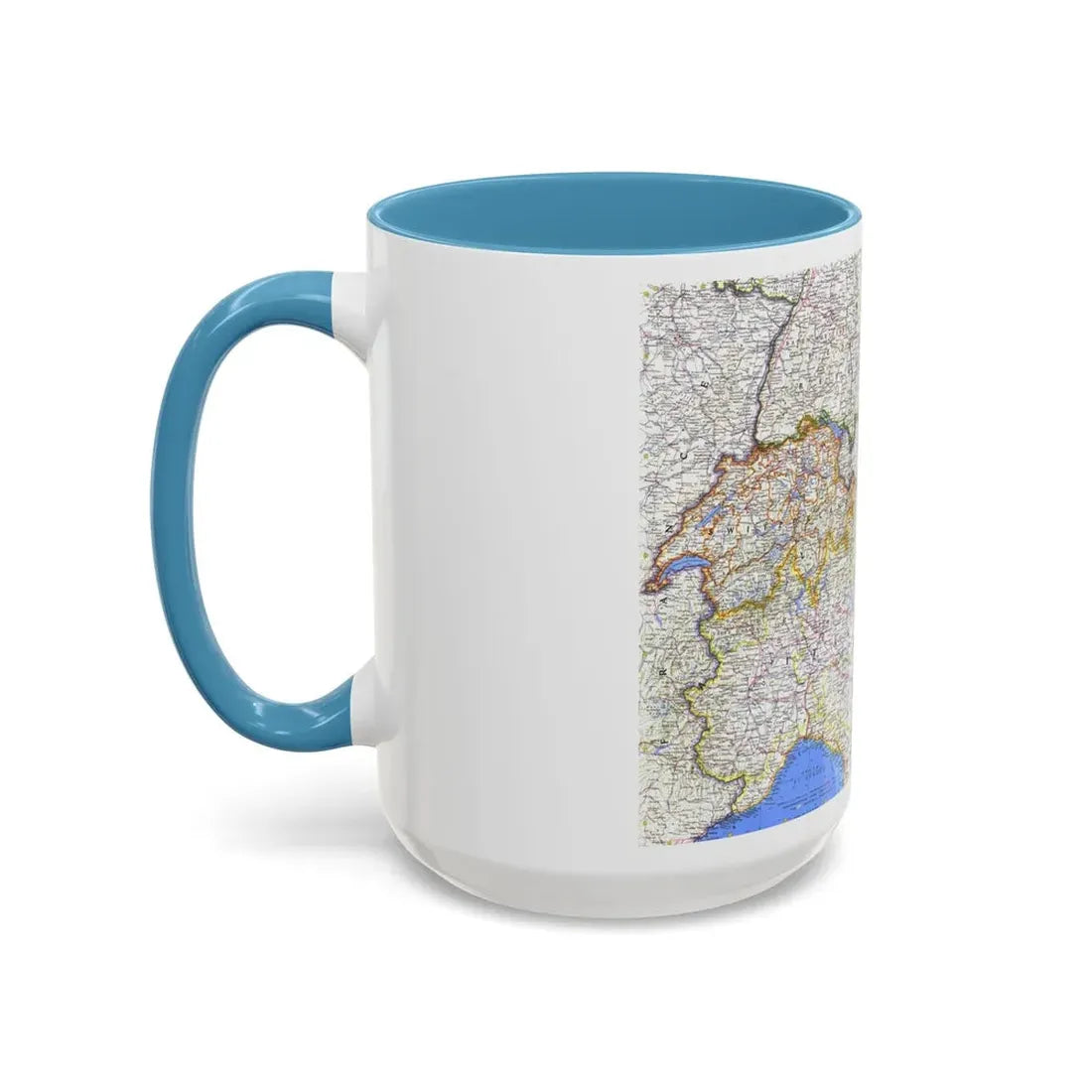 Switzerland, Austria, and Northern Italy (1965) (Map) Accent Coffee Mug - Go Mug Yourself