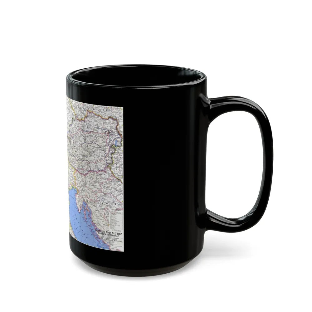 Switzerland, Austria, and Northern Italy (1965) (Map) Black Coffee Mug-Go Mug Yourself