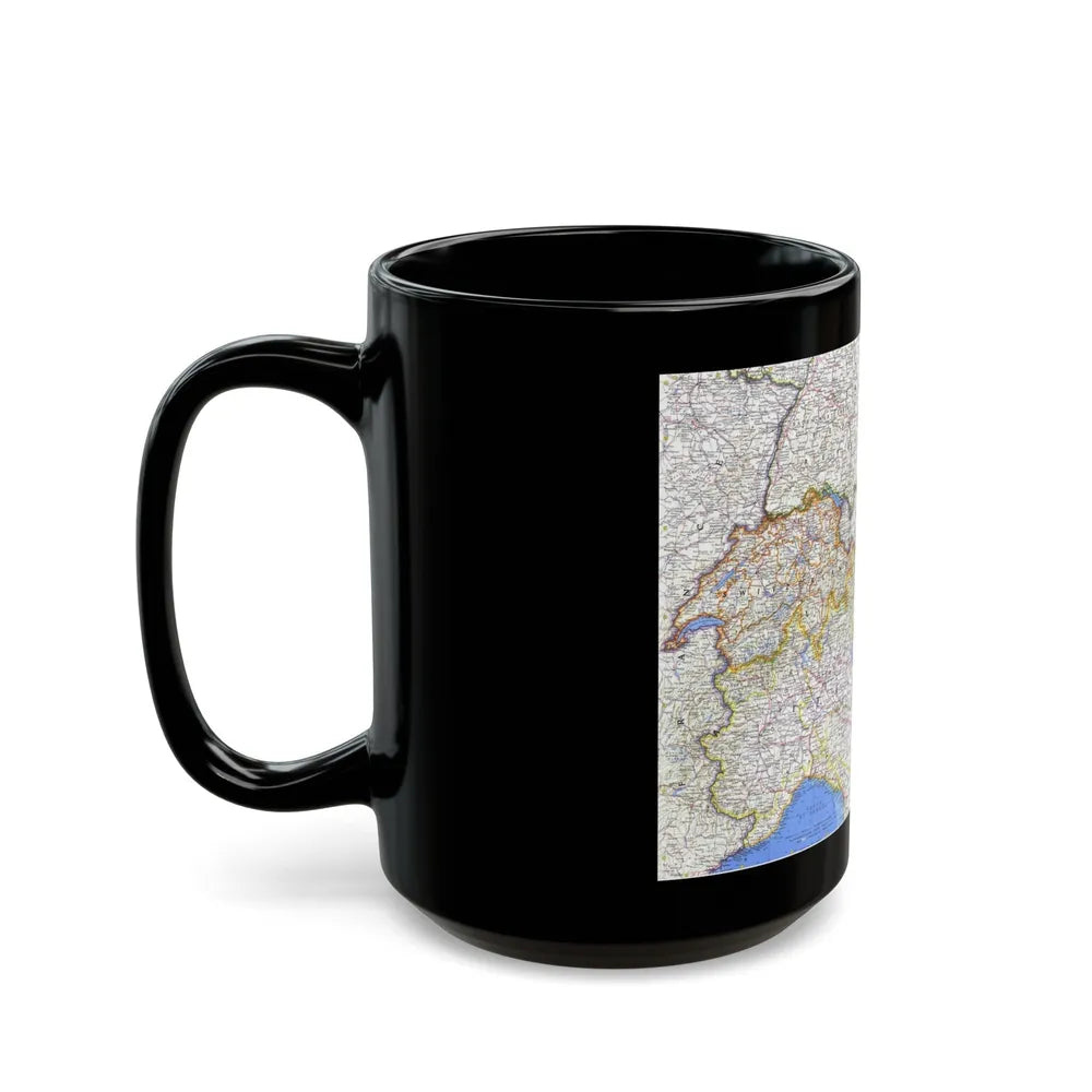 Switzerland, Austria, and Northern Italy (1965) (Map) Black Coffee Mug-Go Mug Yourself