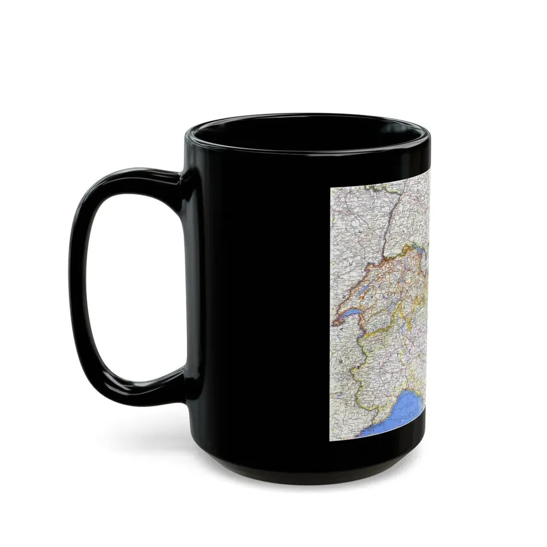 Switzerland, Austria, and Northern Italy (1965) (Map) Black Coffee Mug - Go Mug Yourself