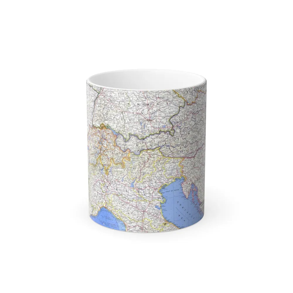 Switzerland, Austria, and Northern Italy (1965) (Map) Color Changing Mug 11oz-Go Mug Yourself