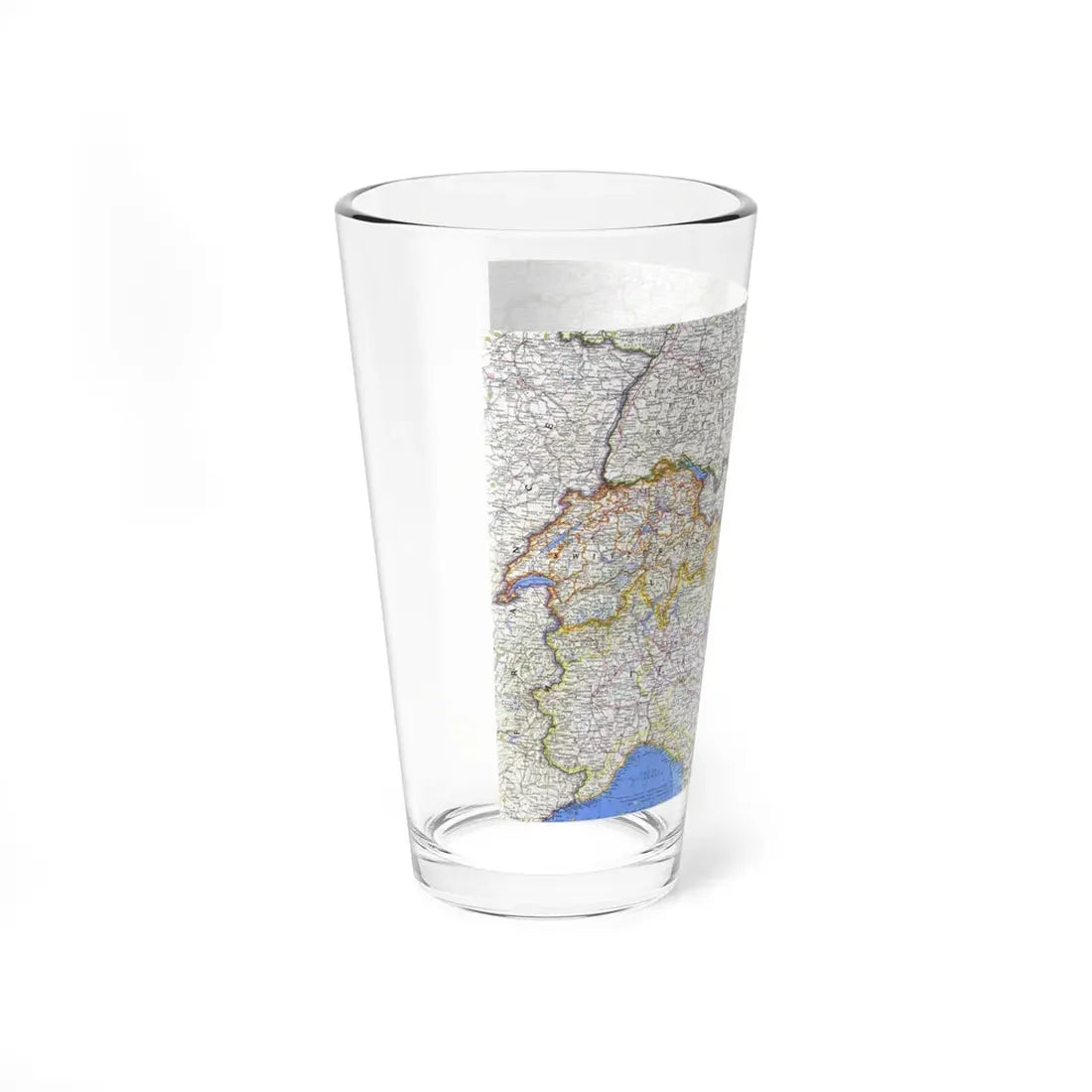 Switzerland, Austria, and Northern Italy (1965) (Map) Pint Glass 16oz - Go Mug Yourself