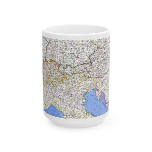 Switzerland, Austria, and Northern Italy (1965) (Map) White Coffee Mug-15oz-Go Mug Yourself