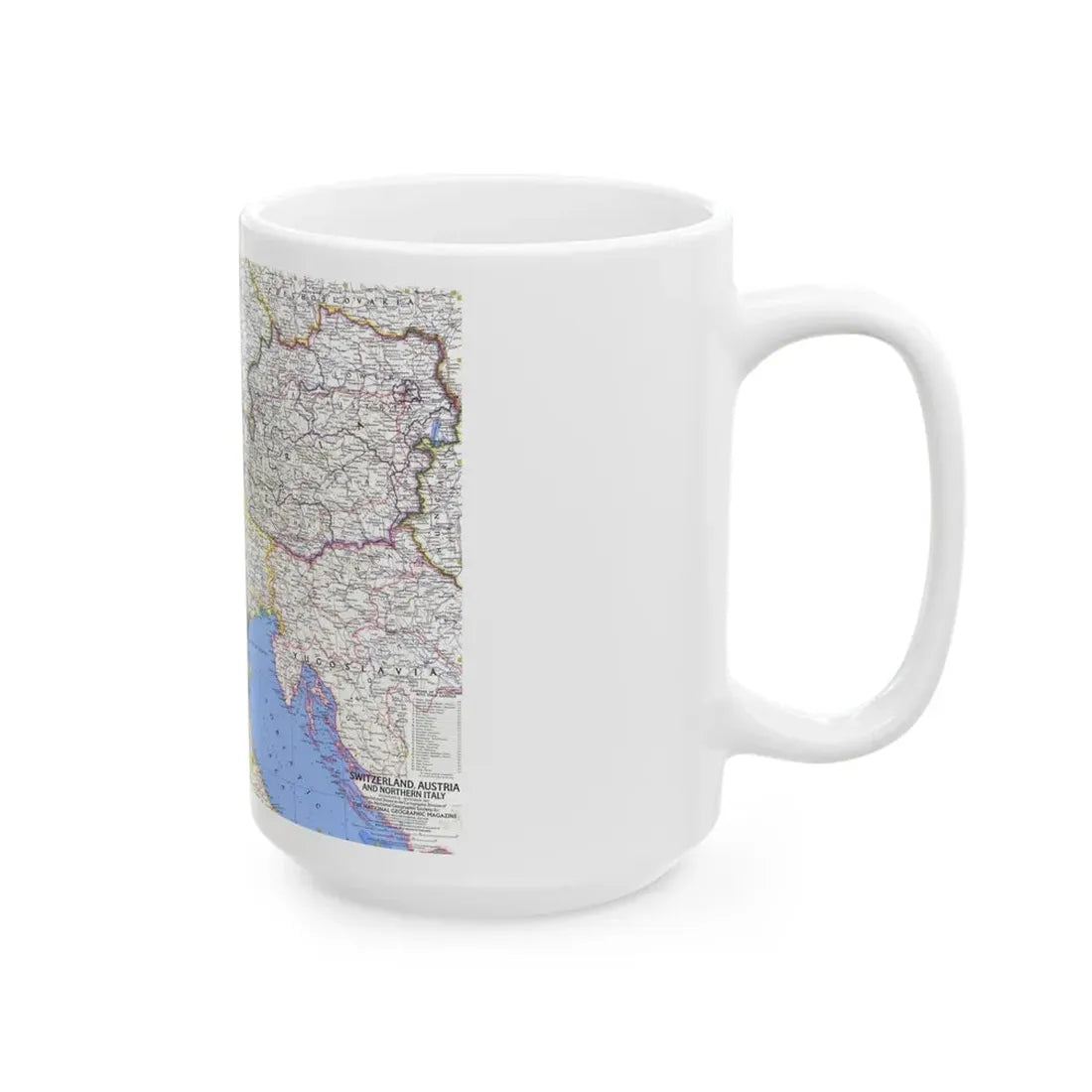 Switzerland, Austria, and Northern Italy (1965) (Map) White Coffee Mug - Go Mug Yourself