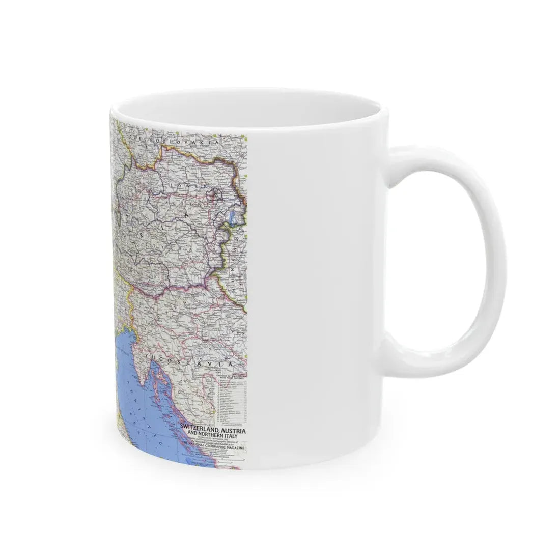 Switzerland, Austria, and Northern Italy (1965) (Map) White Coffee Mug - Go Mug Yourself