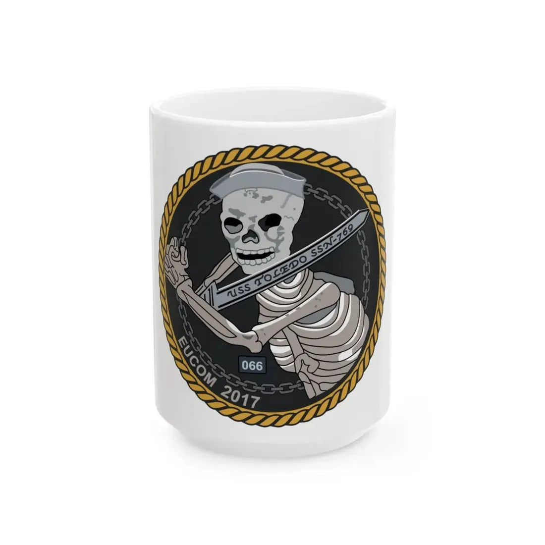 Sword of Freedom Skeleton SSN 769 (U.S. Navy) White Coffee Mug 15oz - Go Mug Yourself