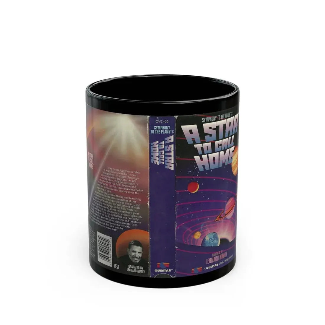 SYMPHONY TO THE PLANETS A STAR TO CALL HOME NARRATED BY LEONARD NEMOY (VHS COVER) - Black Coffee Mug 11oz - Go Mug Yourself