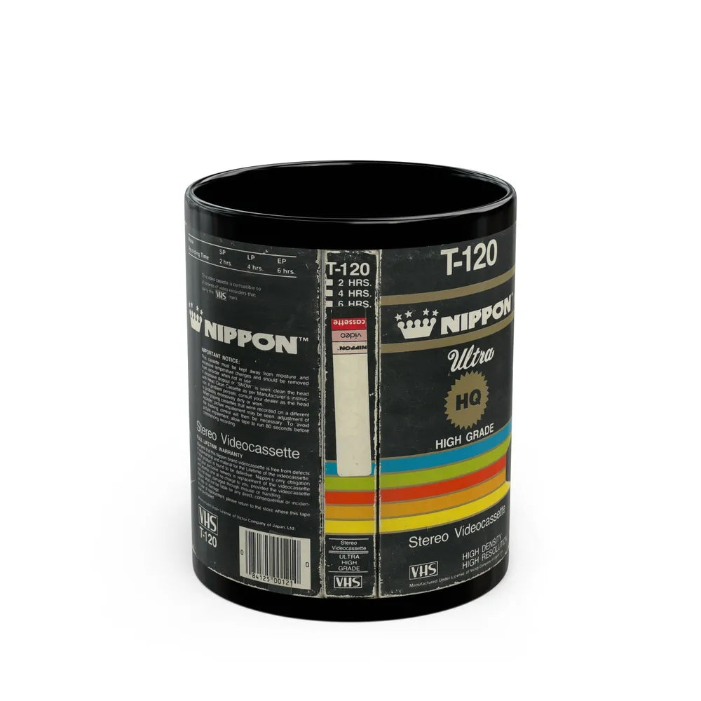 T 120 NIPPON ULTRA STEREO VIDEOCASSETTE (VHS COVER) - Black Coffee Mug-11oz-Go Mug Yourself