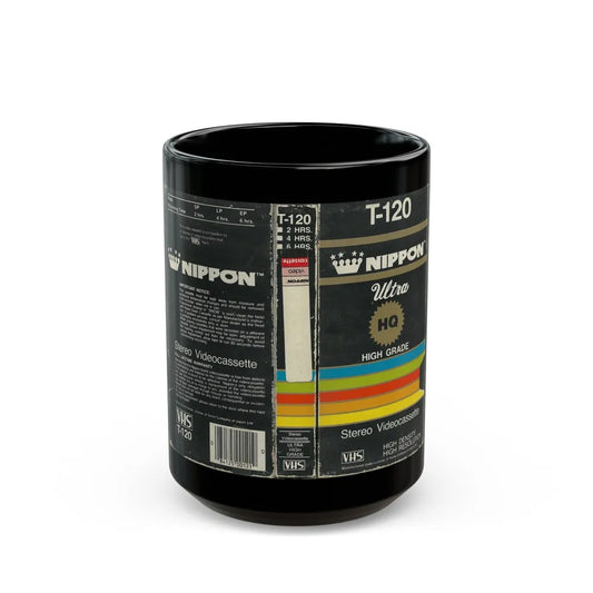 T 120 NIPPON ULTRA STEREO VIDEOCASSETTE (VHS COVER) - Black Coffee Mug-15oz-Go Mug Yourself