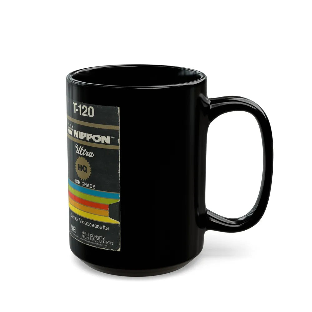 T 120 NIPPON ULTRA STEREO VIDEOCASSETTE (VHS COVER) - Black Coffee Mug-Go Mug Yourself