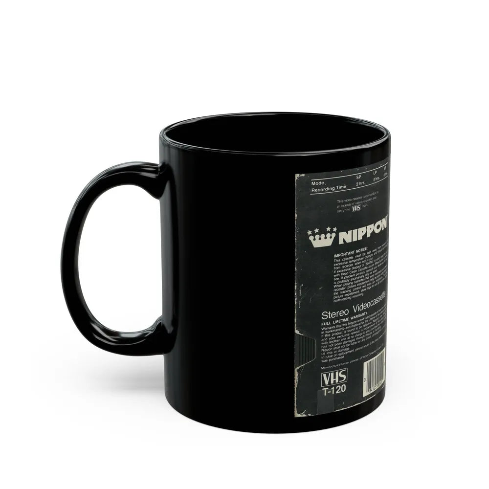 T 120 NIPPON ULTRA STEREO VIDEOCASSETTE (VHS COVER) - Black Coffee Mug-Go Mug Yourself