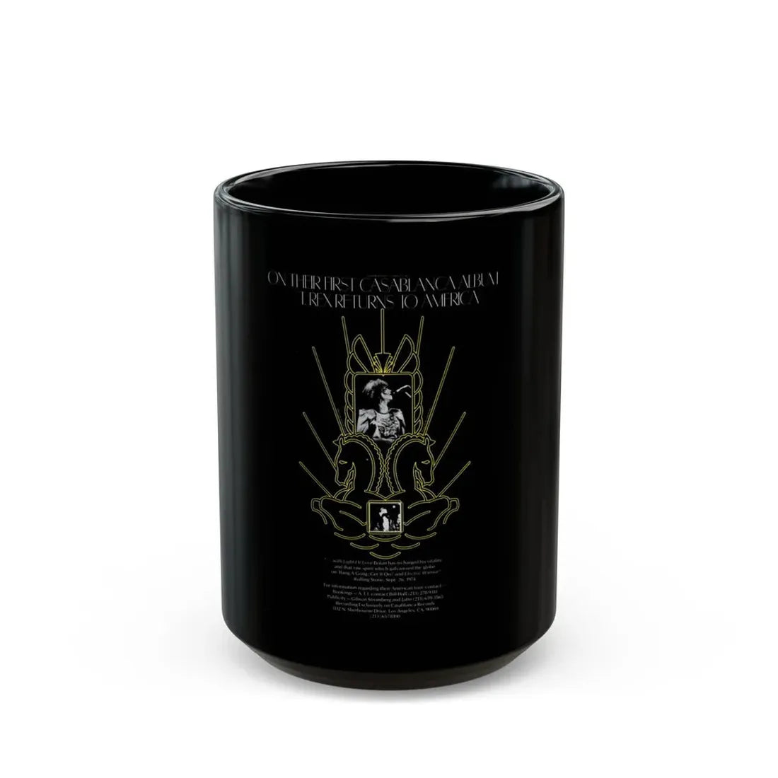 T Rex 1974 (Music Poster) Black Coffee Mug 15oz - Go Mug Yourself