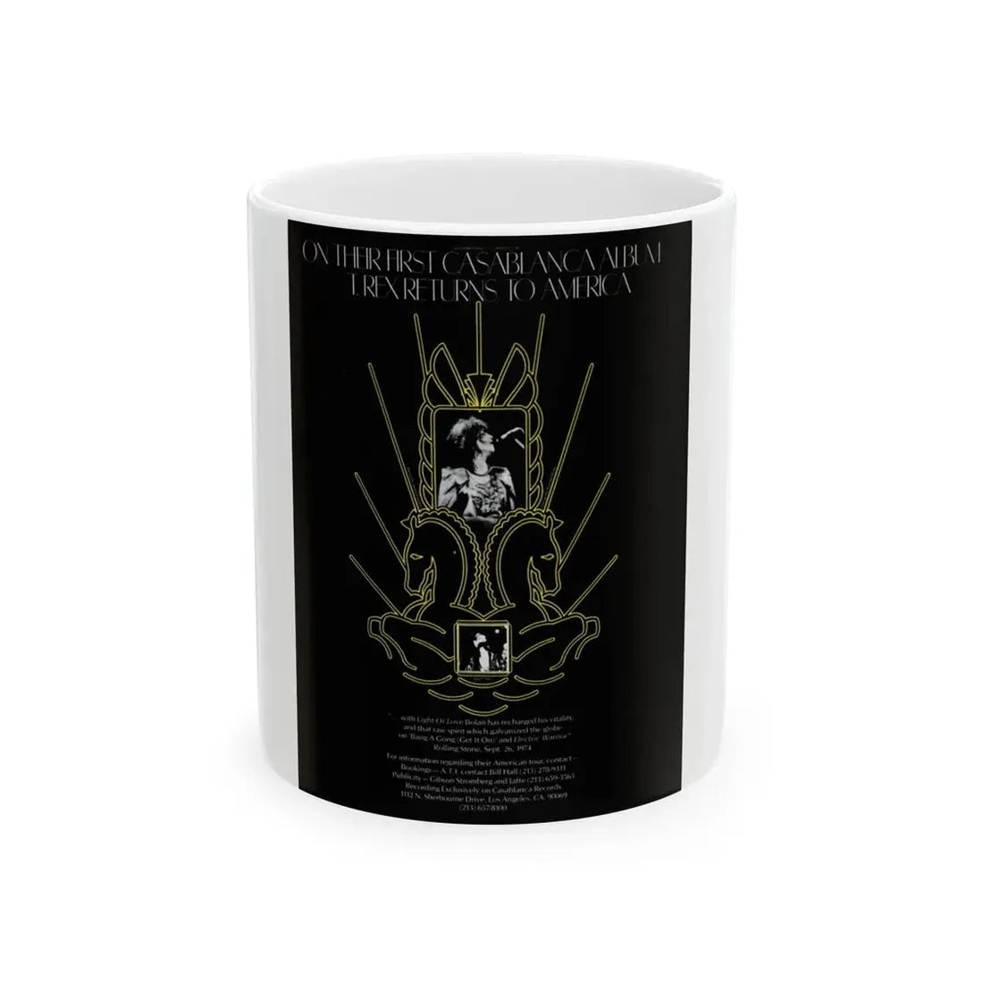 T Rex 1974 (Music Poster) White Coffee Mug 11oz - Go Mug Yourself