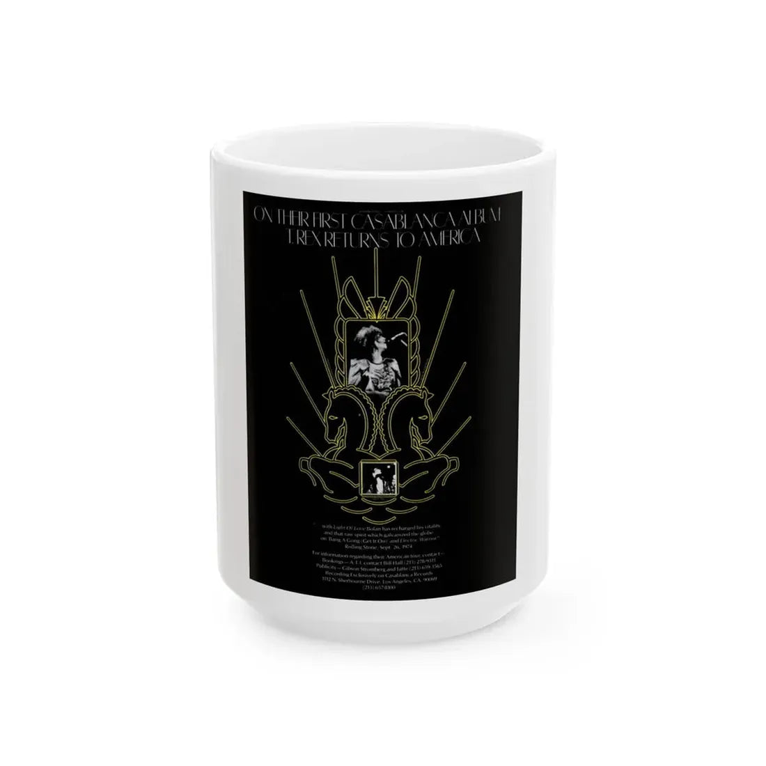 T Rex 1974 (Music Poster) White Coffee Mug 15oz - Go Mug Yourself