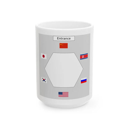 Table layout of Six-Party Talks (United States) White Coffee Mug 15oz - Go Mug Yourself