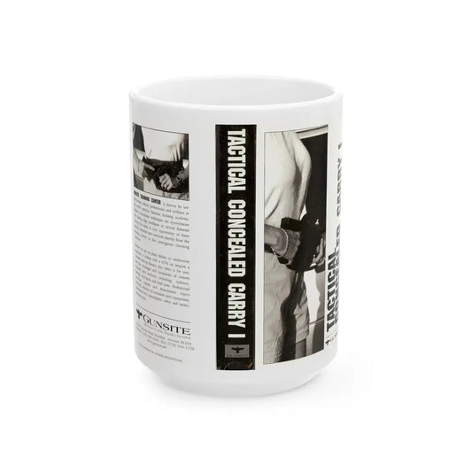 TACTICAL CONCEALED CARRY 1 (VHS COVER) - White Coffee Mug 15oz - Go Mug Yourself
