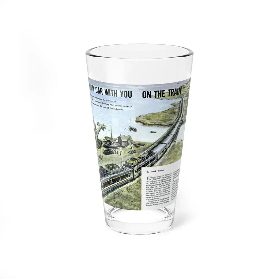Take Your Car With You On The Train, 1955 (Magazine Illustration) Pint Glass 16oz 16oz - Go Mug Yourself