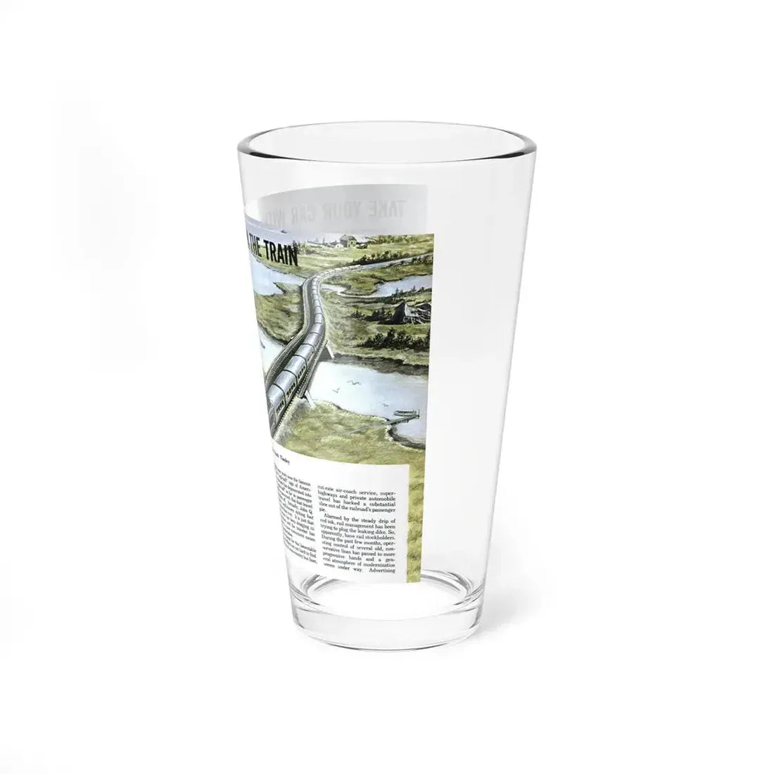 Take Your Car With You On The Train, 1955 (Magazine Illustration) Pint Glass 16oz - Go Mug Yourself