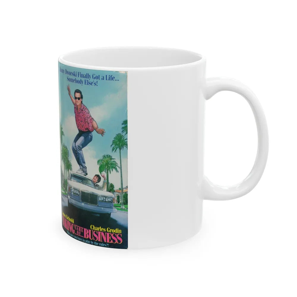 TAKING CARE OF BUSINESS (VHS COVER) - White Coffee Mug-Go Mug Yourself