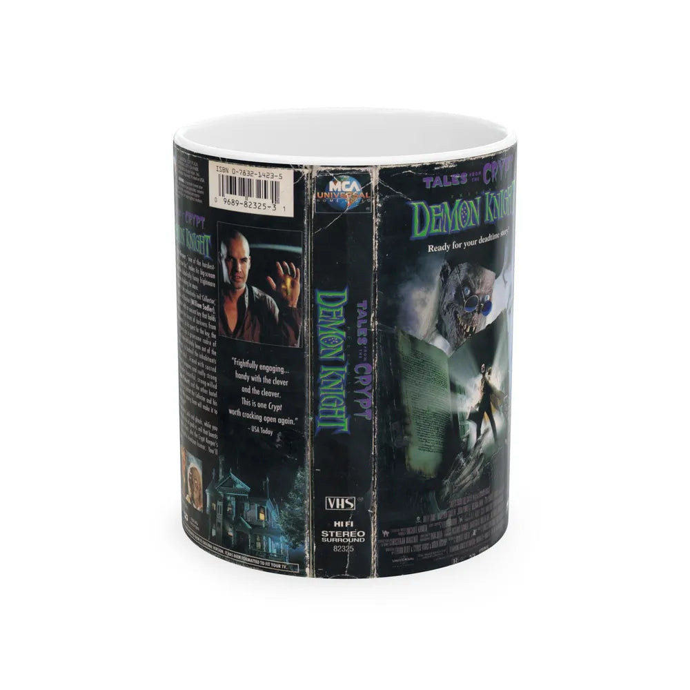 TALES FROM THE CRYPT DEMON KNIGHT (VHS COVER) - White Coffee Mug-11oz-Go Mug Yourself