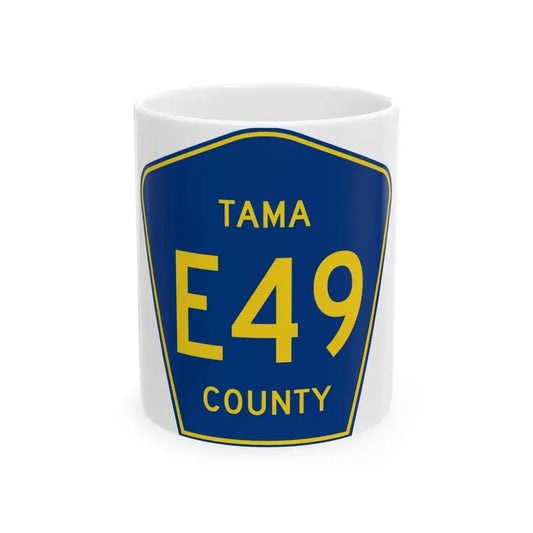 Tama County Route E49 IA (Iowa) (Road Sign) White Coffee Mug 11oz - Go Mug Yourself