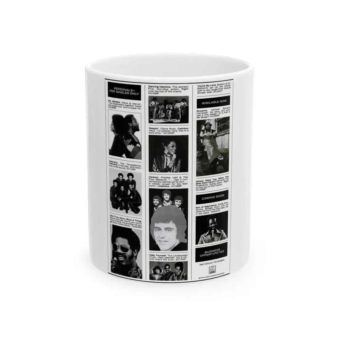 Tamla Motown 1974 (Music Poster) White Coffee Mug 11oz - Go Mug Yourself