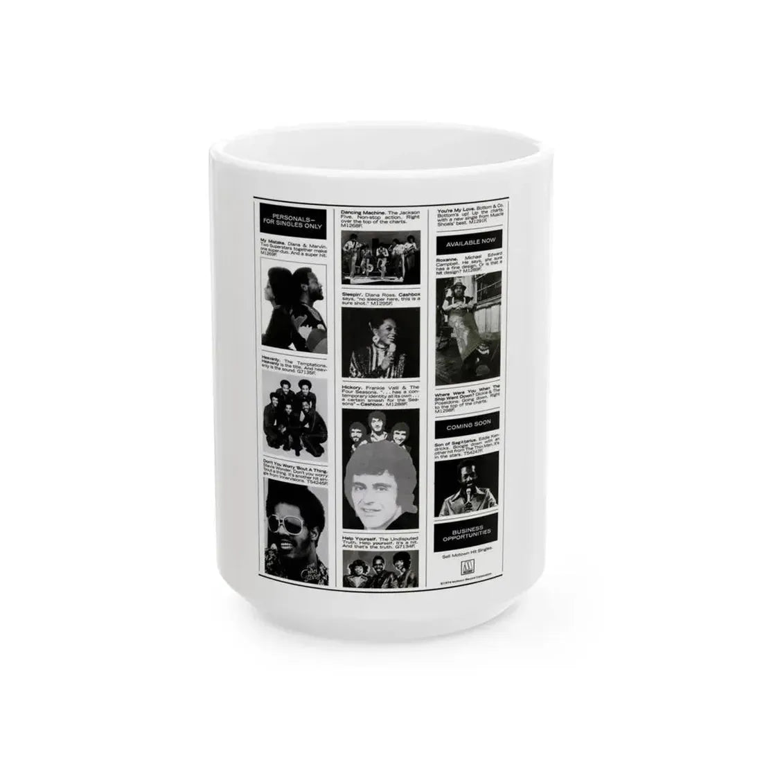 Tamla Motown 1974 (Music Poster) White Coffee Mug 15oz - Go Mug Yourself